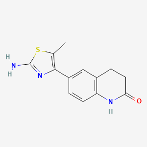 molecular formula C13H13N3OS B2599471 6-(2-amino-5-methyl-1,3-thiazol-4-yl)-3,4-dihydro-1H-quinolin-2-one CAS No. 105316-84-5