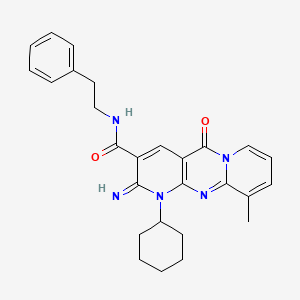 molecular formula C27H29N5O2 B2599472 1-环己基-2-亚氨基-10-甲基-5-氧代-N-苯乙基-2,5-二氢-1H-二吡啶并[1,2-a:2',3'-d]嘧啶-3-甲酰胺 CAS No. 617694-56-1