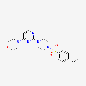 molecular formula C21H29N5O3S B2599478 4-(2-(4-((4-Ethylphenyl)sulfonyl)piperazin-1-yl)-6-methylpyrimidin-4-yl)morpholine CAS No. 946316-28-5