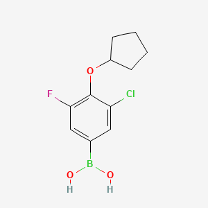 molecular formula C11H13BClFO3 B2599481 3-Chloro-4-(cyclopentyloxy)-5-fluorophenylboronic acid CAS No. 2096334-04-0