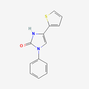 molecular formula C13H10N2OS B2599482 1-phenyl-4-(thiophen-2-yl)-2,3-dihydro-1H-imidazol-2-one CAS No. 1286721-91-2