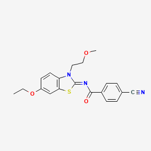 molecular formula C20H19N3O3S B2599490 (Z)-4-cyano-N-(6-ethoxy-3-(2-methoxyethyl)benzo[d]thiazol-2(3H)-ylidene)benzamide CAS No. 865161-83-7