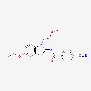 molecular formula C20H19N3O3S B2599490 (Z)-4-氰基-N-(6-乙氧基-3-(2-甲氧基乙基)苯并[d]噻唑-2(3H)-亚甲基)苯甲酰胺 CAS No. 865161-83-7