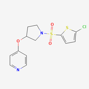 molecular formula C13H13ClN2O3S2 B2599492 4-((1-((5-Chlorothiophen-2-yl)sulfonyl)pyrrolidin-3-yl)oxy)pyridine CAS No. 1945218-34-7
