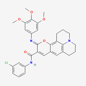 molecular formula C31H30ClN3O5 B2599495 (11Z)-N-(3-chlorophenyl)-11-[(3,4,5-trimethoxyphenyl)imino]-2,3,6,7-tetrahydro-1H,5H,11H-pyrano[2,3-f]pyrido[3,2,1-ij]quinoline-10-carboxamide CAS No. 1322259-20-0