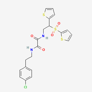 molecular formula C20H19ClN2O4S3 B2599499 N-[2-(4-chlorophenyl)ethyl]-N'-[2-(2-thienyl)-2-(2-thienylsulfonyl)ethyl]ethanediamide CAS No. 896334-93-3