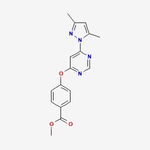 molecular formula C17H16N4O3 B2599502 4-((6-(3,5-二甲基-1H-吡唑-1-基)嘧啶-4-基)氧基)苯甲酸甲酯 CAS No. 413620-32-3