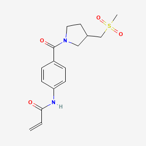 molecular formula C16H20N2O4S B2599520 N-[4-[3-(Methylsulfonylmethyl)pyrrolidine-1-carbonyl]phenyl]prop-2-enamide CAS No. 2361844-47-3