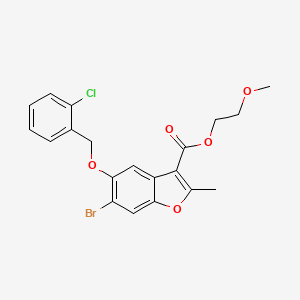 molecular formula C20H18BrClO5 B2599528 2-Methoxyethyl 6-bromo-5-[(2-chlorophenyl)methoxy]-2-methyl-1-benzofuran-3-carboxylate CAS No. 383903-39-7