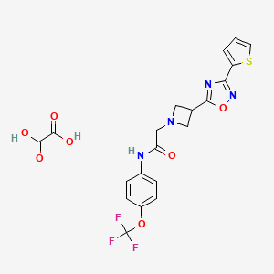 molecular formula C20H17F3N4O7S B2599533 2-(3-(3-(噻吩-2-基)-1,2,4-恶二唑-5-基)氮杂环丁-1-基)-N-(4-(三氟甲氧基)苯基)乙酰胺草酸盐 CAS No. 1428350-43-9