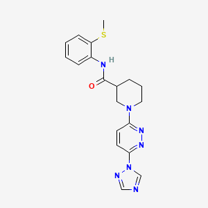 molecular formula C19H21N7OS B2599534 1-(6-(1H-1,2,4-triazol-1-yl)pyridazin-3-yl)-N-(2-(methylthio)phenyl)piperidine-3-carboxamide CAS No. 1797729-76-0