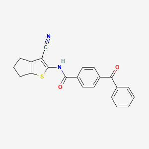 molecular formula C22H16N2O2S B2599539 4-benzoyl-N-(3-cyano-5,6-dihydro-4H-cyclopenta[b]thiophen-2-yl)benzamide CAS No. 313662-40-7