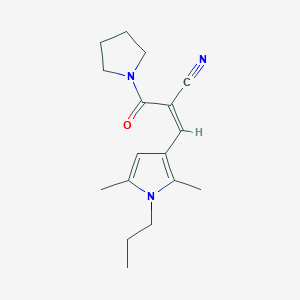 molecular formula C17H23N3O B2599544 (Z)-3-(2,5-dimethyl-1-propylpyrrol-3-yl)-2-(pyrrolidine-1-carbonyl)prop-2-enenitrile CAS No. 1356819-81-2