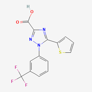 molecular formula C14H8F3N3O2S B2599552 5-(thiophen-2-yl)-1-[3-(trifluoromethyl)phenyl]-1H-1,2,4-triazole-3-carboxylic acid CAS No. 929972-60-1