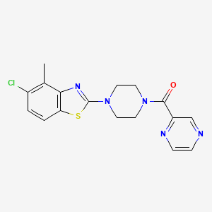 molecular formula C17H16ClN5OS B2599555 (4-(5-氯-4-甲基苯并[d]噻唑-2-基)哌嗪-1-基)(吡嗪-2-基)甲酮 CAS No. 1170830-26-8