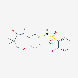 2-fluoro-N-(3,3,5-trimethyl-4-oxo-2,3,4,5-tetrahydrobenzo[b][1,4]oxazepin-7-yl)benzenesulfonamide