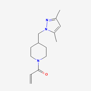 molecular formula C14H21N3O B2599563 1-[4-[(3,5-Dimethylpyrazol-1-yl)methyl]piperidin-1-yl]prop-2-en-1-one CAS No. 2224226-28-0