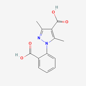 molecular formula C13H12N2O4 B2599566 1-(2-carboxyphenyl)-3,5-dimethyl-1H-pyrazole-4-carboxylic acid CAS No. 956990-21-9