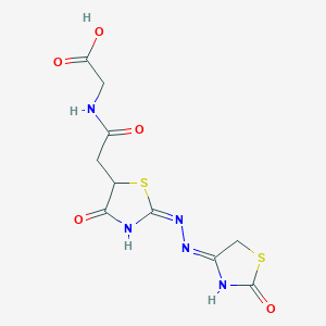 2-(2-((E)-4-oxo-2-((E)-(2-oxothiazolidin-4-ylidene)hydrazono)thiazolidin-5-yl)acetamido)acetic acid