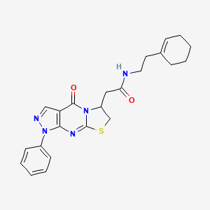 N-[2-(Cyclohexen-1-yl)ethyl]-2-(2-oxo-6-phenyl-10-thia-1,5,6,8-tetrazatricyclo[7.3.0.03,7]dodeca-3(7),4,8-trien-12-yl)acetamide