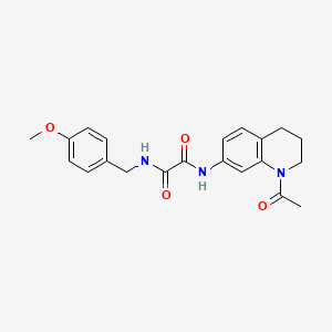 molecular formula C21H23N3O4 B2599593 N'-(1-乙酰基-3,4-二氢-2H-喹啉-7-基)-N-[(4-甲氧基苯基)甲基]草酰胺 CAS No. 898424-18-5