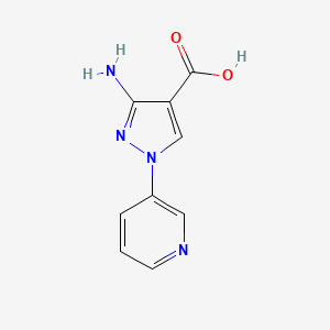 molecular formula C9H8N4O2 B2599597 3-Amino-1-pyridin-3-ylpyrazole-4-carboxylic acid CAS No. 1646390-33-1