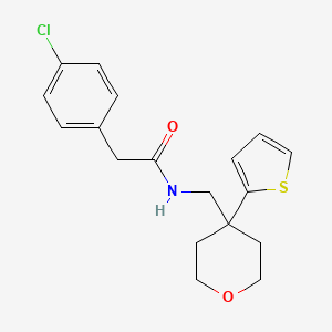 molecular formula C18H20ClNO2S B2599599 2-(4-氯苯基)-N-((4-(噻吩-2-基)四氢-2H-吡喃-4-基)甲基)乙酰胺 CAS No. 1203302-84-4