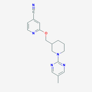 molecular formula C17H19N5O B2599603 2-[[1-(5-Methylpyrimidin-2-yl)piperidin-3-yl]methoxy]pyridine-4-carbonitrile CAS No. 2380099-73-8