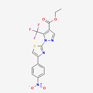 molecular formula C16H11F3N4O4S B2599607 1-[4-(4-硝基苯基)-1,3-噻唑-2-基]-5-(三氟甲基)-1H-吡唑-4-羧酸乙酯 CAS No. 159885-64-0