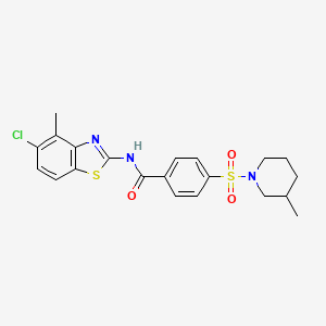 molecular formula C21H22ClN3O3S2 B2599608 N-(5-氯-4-甲基苯并[d]噻唑-2-基)-4-((3-甲基哌啶-1-基)磺酰基)苯甲酰胺 CAS No. 896675-80-2