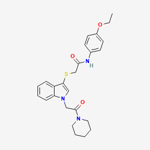 molecular formula C25H29N3O3S B2599617 N-(4-ethoxyphenyl)-2-((1-(2-oxo-2-(piperidin-1-yl)ethyl)-1H-indol-3-yl)thio)acetamide CAS No. 878053-03-3
