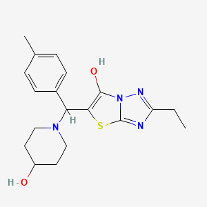 molecular formula C19H24N4O2S B2599618 2-Ethyl-5-((4-hydroxypiperidin-1-yl)(p-tolyl)methyl)thiazolo[3,2-b][1,2,4]triazol-6-ol CAS No. 898350-56-6