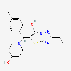 molecular formula C19H24N4O2S B2599618 2-乙基-5-((4-羟基哌啶-1-基)(对甲苯基)甲基)噻唑并[3,2-b][1,2,4]三唑-6-醇 CAS No. 898350-56-6