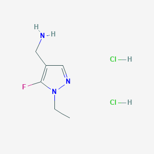 molecular formula C6H12Cl2FN3 B2599619 (1-乙基-5-氟吡唑-4-基)甲胺；二盐酸盐 CAS No. 2172561-42-9