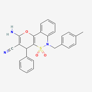 molecular formula C26H21N3O3S B2599620 2-氨基-6-(4-甲基苄基)-4-苯基-4,6-二氢吡喃并[3,2-c][2,1]苯并噻嗪-3-腈 5,5-二氧化物 CAS No. 893295-99-3