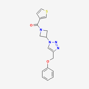 molecular formula C17H16N4O2S B2599631 (3-(4-(phenoxymethyl)-1H-1,2,3-triazol-1-yl)azetidin-1-yl)(thiophen-3-yl)methanone CAS No. 2034339-79-0