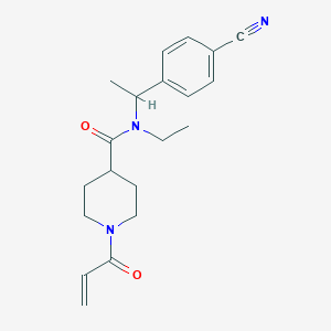 molecular formula C20H25N3O2 B2599638 N-[1-(4-Cyanophenyl)ethyl]-N-ethyl-1-prop-2-enoylpiperidine-4-carboxamide CAS No. 2361805-14-1