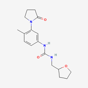molecular formula C17H23N3O3 B2599642 1-(4-Methyl-3-(2-oxopyrrolidin-1-yl)phenyl)-3-((tetrahydrofuran-2-yl)methyl)urea CAS No. 2034340-65-1
