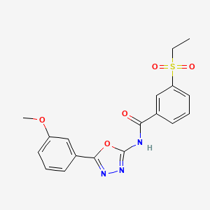 molecular formula C18H17N3O5S B2599656 3-乙磺酰基-N-[5-(3-甲氧基苯基)-1,3,4-恶二唑-2-基]苯甲酰胺 CAS No. 886919-77-3