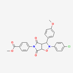 molecular formula C26H21ClN2O6 B2599660 methyl 4-(2-(4-chlorophenyl)-3-(4-methoxyphenyl)-4,6-dioxotetrahydro-2H-pyrrolo[3,4-d]isoxazol-5(3H)-yl)benzoate CAS No. 477721-97-4