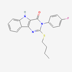 molecular formula C20H18FN3OS B2599662 2-butylsulfanyl-3-(4-fluorophenyl)-5H-pyrimido[5,4-b]indol-4-one CAS No. 536711-75-8
