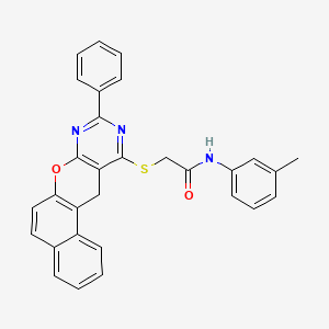 N-(3-Methylphenyl)-2-[(2-phenyl-5H-12-oxa-1,3-diazatetraphen-4-YL)sulfanyl]acetamide