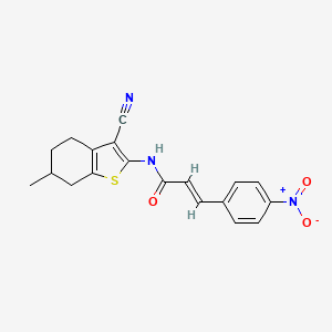 molecular formula C19H17N3O3S B2599665 (E)-N-(3-cyano-6-methyl-4,5,6,7-tetrahydrobenzo[b]thiophen-2-yl)-3-(4-nitrophenyl)acrylamide CAS No. 392326-12-4