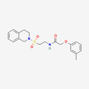 molecular formula C20H24N2O4S B2599669 N-(2-((3,4-dihydroisoquinolin-2(1H)-yl)sulfonyl)ethyl)-2-(m-tolyloxy)acetamide CAS No. 922115-37-5