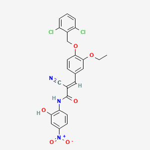 molecular formula C25H19Cl2N3O6 B2599674 (E)-2-氰基-3-[4-[(2,6-二氯苯基)甲氧基]-3-乙氧基苯基]-N-(2-羟基-4-硝基苯基)丙-2-烯酰胺 CAS No. 522655-98-7