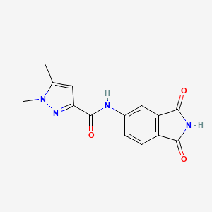 molecular formula C14H12N4O3 B2599676 N-(1,3-二氧代异吲哚啉-5-基)-1,5-二甲基-1H-吡唑-3-甲酰胺 CAS No. 1013796-99-0