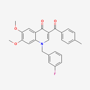 1-[(3-Fluorophenyl)methyl]-6,7-dimethoxy-3-(4-methylbenzoyl)quinolin-4-one