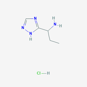 molecular formula C5H11ClN4 B2599703 1-(4H-1,2,4-triazol-3-yl)propan-1-amine hydrochloride CAS No. 1333802-64-4