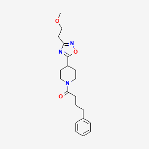 molecular formula C20H27N3O3 B2599706 1-(4-(3-(2-Methoxyethyl)-1,2,4-oxadiazol-5-yl)piperidin-1-yl)-4-phenylbutan-1-one CAS No. 1428350-36-0