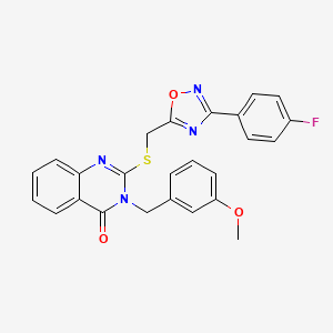 molecular formula C25H19FN4O3S B2599707 2-(((3-(4-fluorophenyl)-1,2,4-oxadiazol-5-yl)methyl)thio)-3-(3-methoxybenzyl)quinazolin-4(3H)-one CAS No. 2034568-70-0